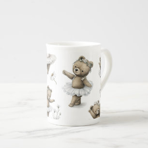 Caneca De Porcelana Design de urso bailarina em aquarela fofa com tutu