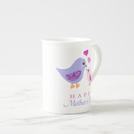 Caneca De Porcelana Dia das mães bonito dos pássaros da mãe e da