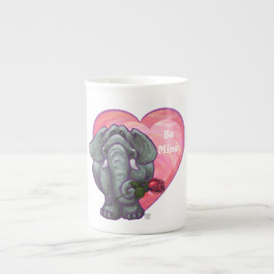 Caneca De Porcelana Dia de os namorados de elefante