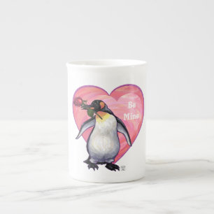 Caneca De Porcelana Dia de os namorados de pinguim