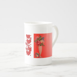 Caneca De Porcelana Dia de os namorados Vaso de Rosas Românticos Várgu
