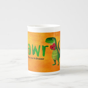 Caneca De Porcelana Dinossauro romântico de RAWR T-rex