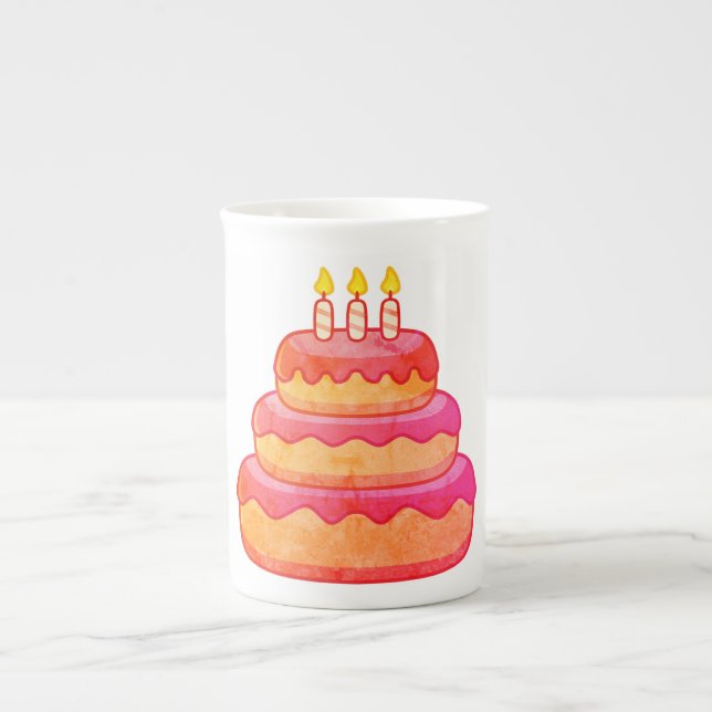 Caneca De Porcelana "Doce Aniversário Deseja Mug" (Frente)
