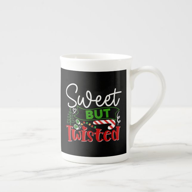Caneca De Porcelana Doce Mas Torta Piada de Natal Báculo de Açúcar (Direita)