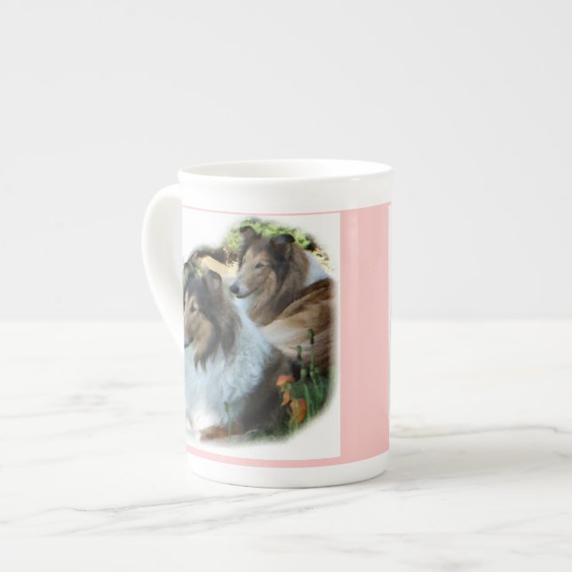 Caneca De Porcelana Dois Presentes De Arte De Collies Sable Rough (Frente Esquerda)