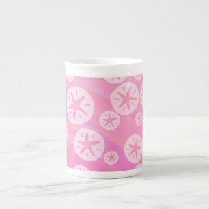 Caneca De Porcelana Dólar de areia branco e rosa