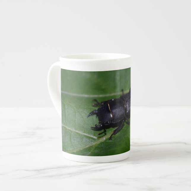 Caneca De Porcelana Dorcus parallelipipedus , o escaravelho inferior (Frente Esquerda)