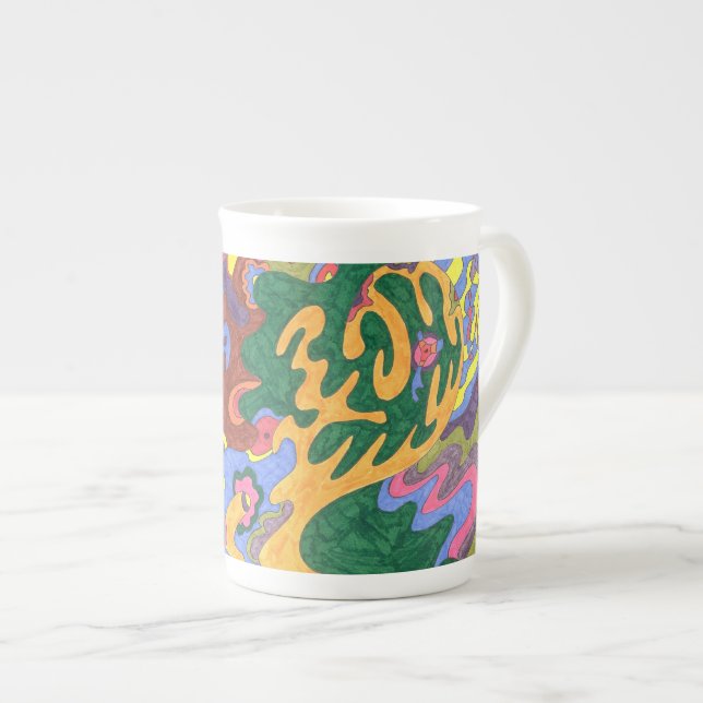 Caneca De Porcelana "Dourado" Abstrato Art (Frente Esquerda)