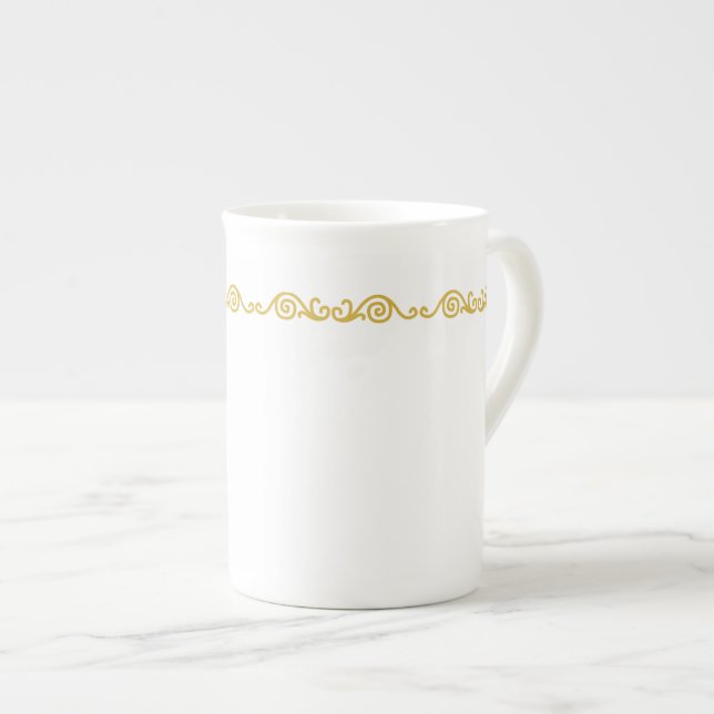 Caneca De Porcelana Dourado Scroll Work Specialty Mug (Frente Esquerda)