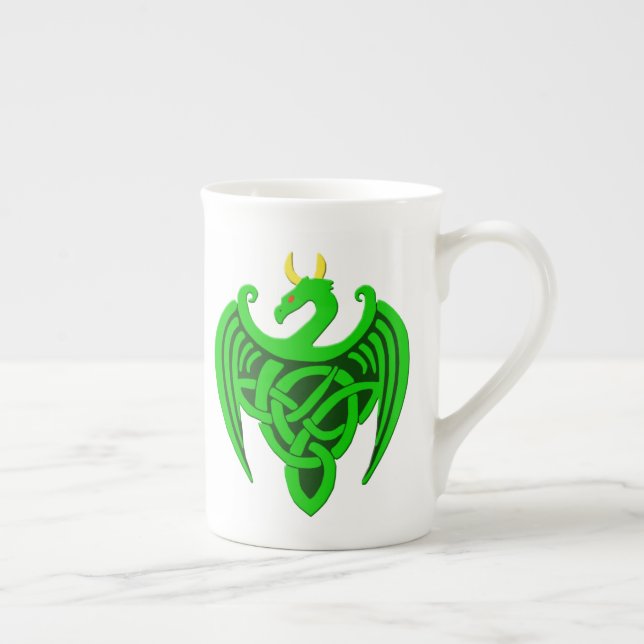 Caneca De Porcelana Dragão Celular Verde Osso China Mug (Direita)