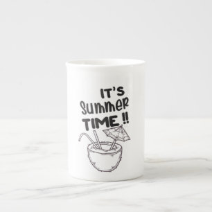 Caneca De Porcelana É Tempo de Verão Férias na Praia de Coco Engraçado