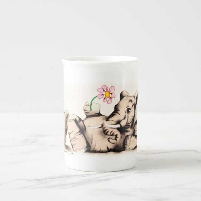 Caneca De Porcelana Elefante bonito (Frente)