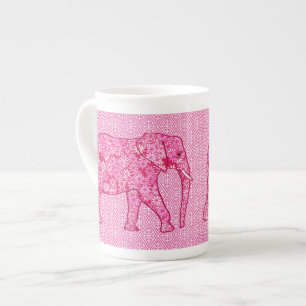 Caneca De Porcelana Elefante flor - rosa fúcsia