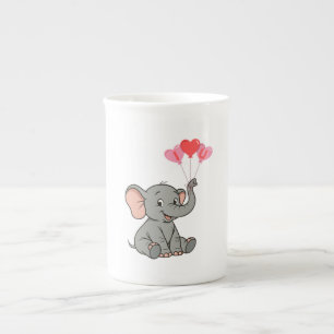 Caneca De Porcelana Elefante fofo no dia dos namorados