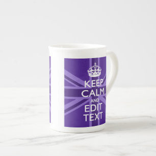 Caneca De Porcelana Elegância Roxa Mantenha Calmo Sua Tomada de Texto