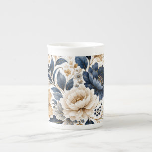 Caneca De Porcelana Elegante Buquê de Flores em Aquarela Floral Vintag
