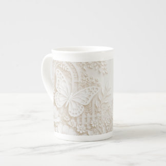 Caneca De Porcelana Eleganter Papercut Schmetterling mit Blumenrahmen