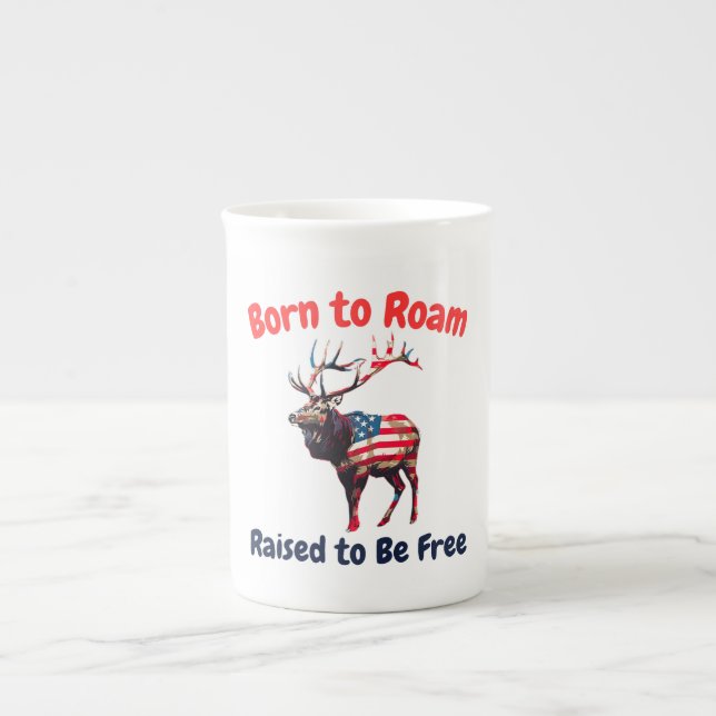 Caneca De Porcelana Elk Flag America (Frente)