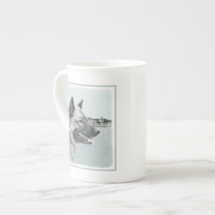 Caneca De Porcelana Elkhound norueguês na pintura da vila - Arte canin