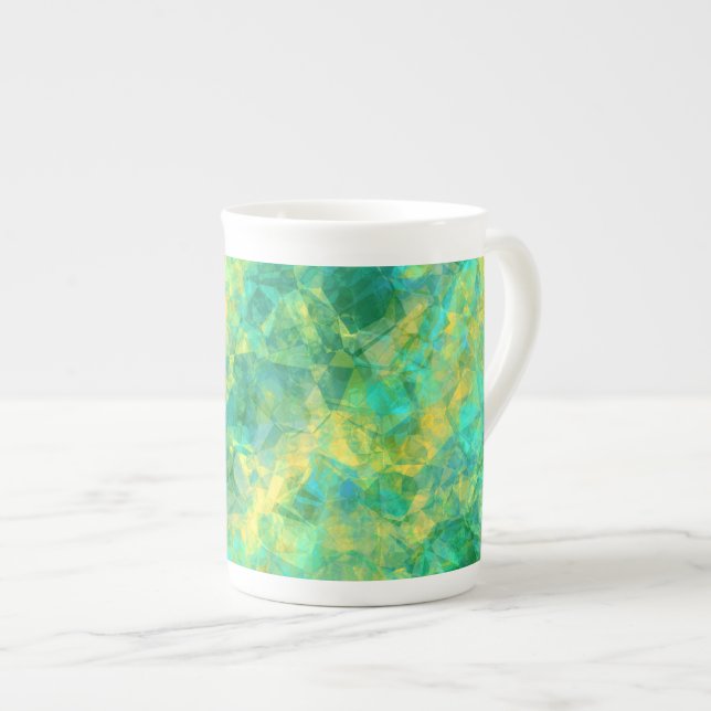 Caneca De Porcelana Emerald Green Crumpled Texture (Frente Esquerda)