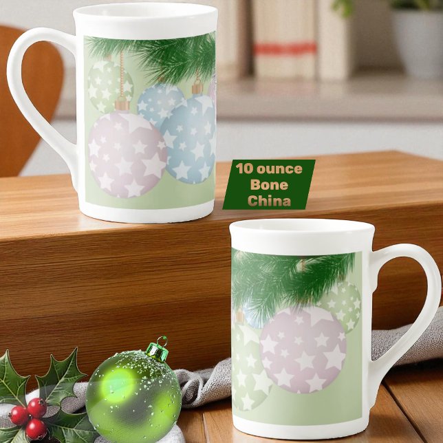 Caneca De Porcelana Enfeites De Pastel De Natal Trendentes Com Estrela (from one side of handle to the other side)