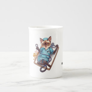 Caneca De Porcelana Enfermeira tira soneca para os gatinhos