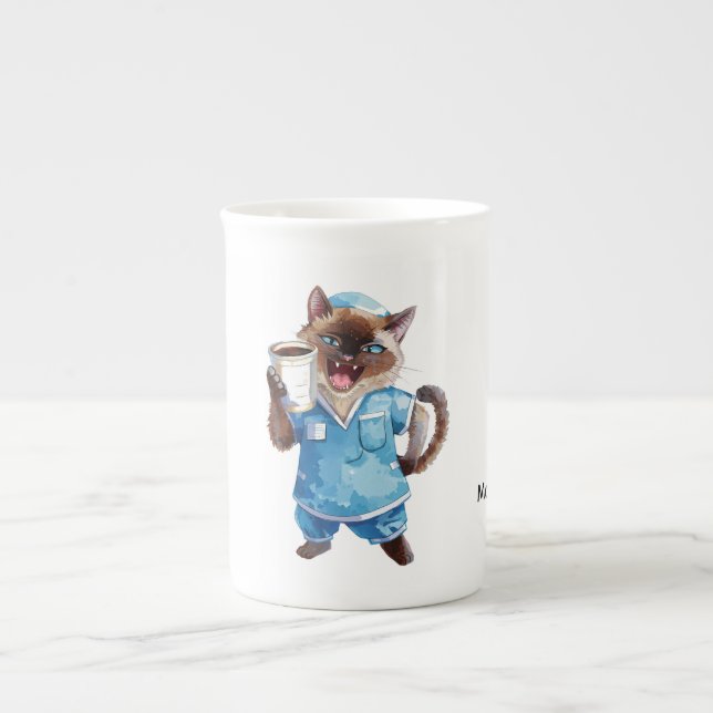 Caneca De Porcelana Enfermeira tomando café (Frente)