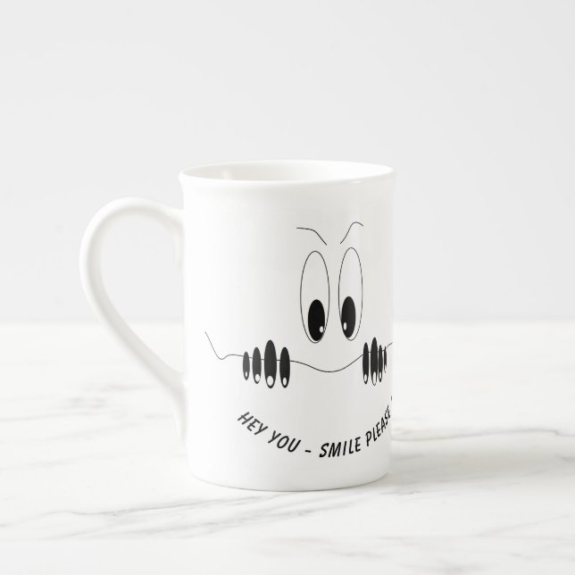 Caneca De Porcelana Engraçada Mug com Olhos de Curiosidade - Texto Per (Esquerda)
