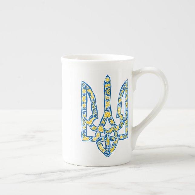 Caneca De Porcelana Énica nacional ucraniana emblem trident trizub (Direita)