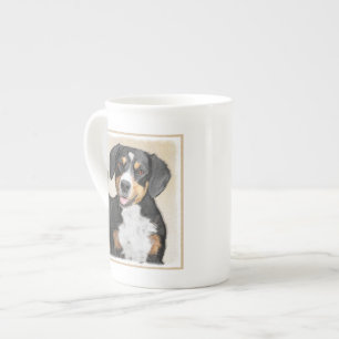 Caneca De Porcelana Entlebucher Mountain Dog Painting - Arte Original