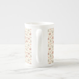 Caneca De Porcelana Envelopes Fofos & Corações Sem Costura do Dia dos