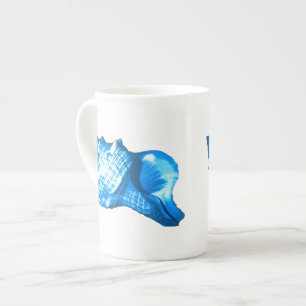 Caneca De Porcelana Esboço do escudo do Conch - cobalto e azul-céu