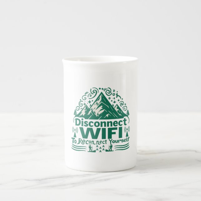 Caneca De Porcelana Escapar da reconexão digital com a natureza (Frente)
