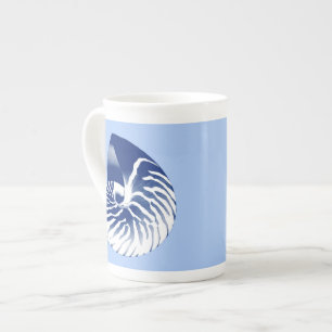 Caneca De Porcelana Escudo do nautilus - marinho, branco & luz - azul