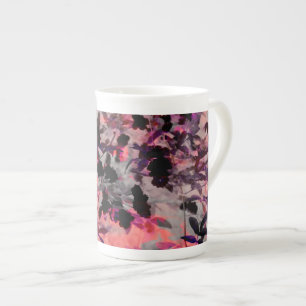 Caneca De Porcelana Espelho das flores pretas vermelhas Arte design