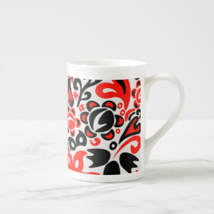 Caneca De Porcelana Espetáculo floral de arte popular ucraniana