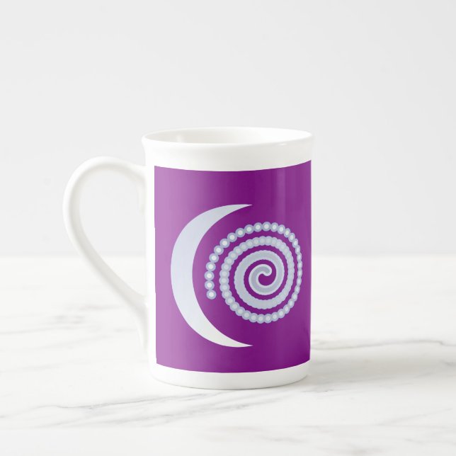 Caneca De Porcelana Espiral da Lua Silver em roxo (Esquerda)