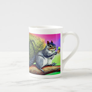 Caneca De Porcelana Esquilo Fofo no Galho-47563
