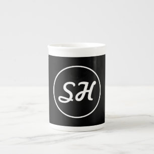Caneca De Porcelana Estilo Monograma Retro-Moderno Legal Preto e Bra