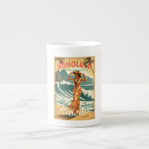 Caneca De Porcelana Estilo Vintage Viagem Honolulu Médio Havaiano - Pa