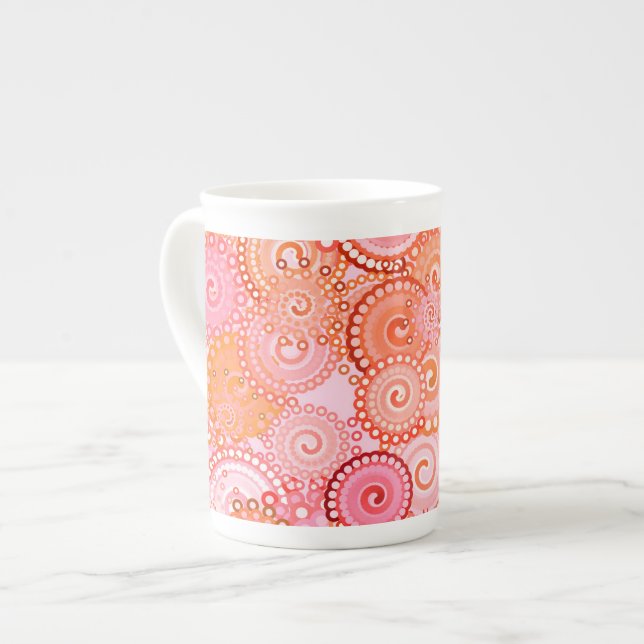 Caneca De Porcelana Estilos frágeis, coral e rosa (Frente Esquerda)