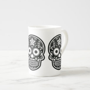 Caneca De Porcelana Estrela de Açúcar Preto e Branco