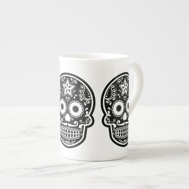 Caneca De Porcelana Estrela de Açúcar Preto e Branco (Frente Esquerda)