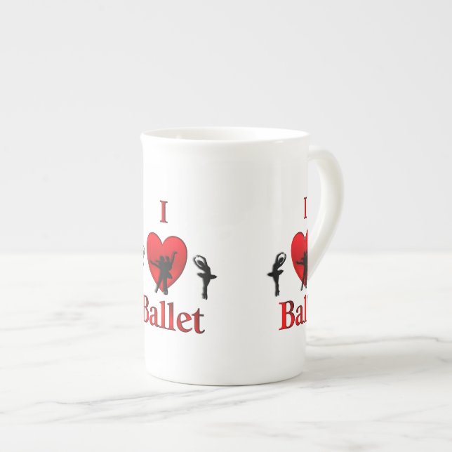 Caneca De Porcelana Eu Amo Dança de Ballet (Frente Esquerda)
