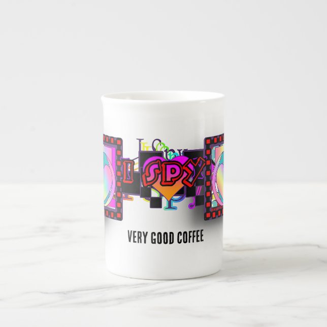 Caneca De Porcelana Eu Espio Muito Bom Café (Frente)