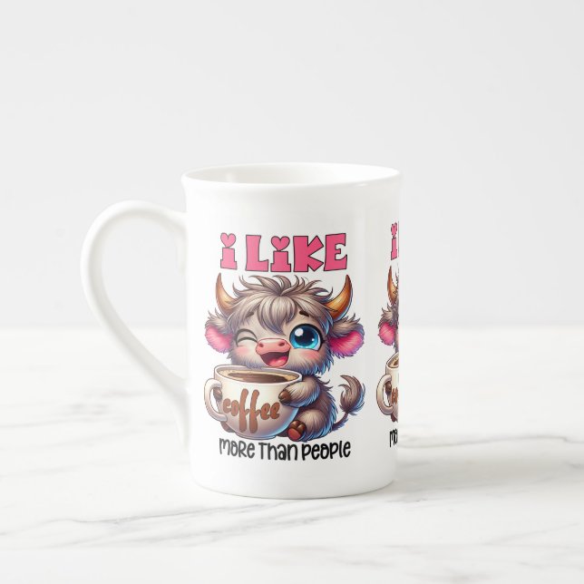 Caneca De Porcelana Eu Gosto Mais de Café do que de Pessoas  (Esquerda)