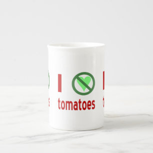 Caneca De Porcelana Eu Odeio Tomates Sem Amor