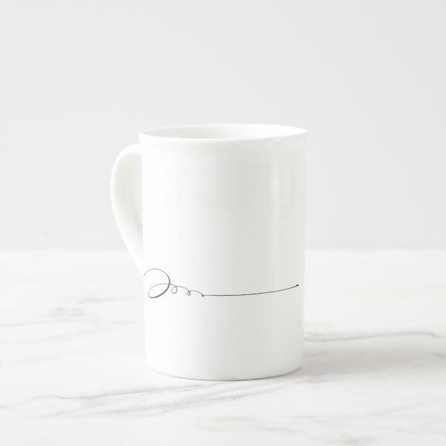 Caneca De Porcelana Eu sou feito para Flourar, Preto e Branco Script (Frente Esquerda)