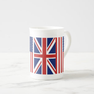 Caneca De Porcelana EUA e bandeiras BRITÂNICAS