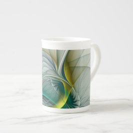 Caneca De Porcelana Evolução Fractal, Turquesa Ouro